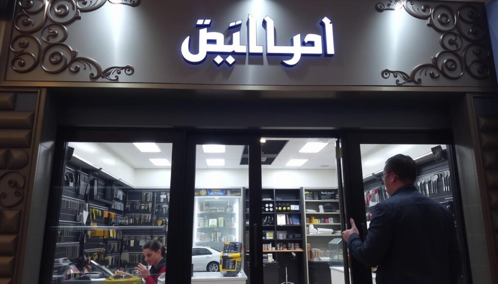 A modern storefront with the brand name A modern storefront with the brand name