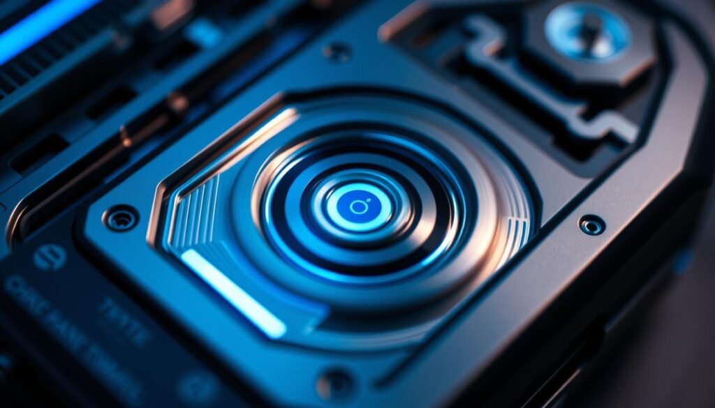 A high-tech close-up view of the intricate mechanisms and components that make up a smart car key. The camera focuses on the metallic, geometric patterns and textures, capturing the sleek, modern design aesthetic. Subtle blue and white lighting illuminates the key's surface, creating a sense of sophisticated, futuristic technology. The overall composition highlights the key's advanced features and intelligent functionality, conveying the innovation and sophistication of smart car key technologies. A high-tech close-up view of the intricate mechanisms and components that make up a smart car key. The camera focuses on the metallic, geometric patterns and textures, capturing the sleek, modern design aesthetic. Subtle blue and white lighting illuminates the key's surface, creating a sense of sophisticated, futuristic technology. The overall composition highlights the key's advanced features and intelligent functionality, conveying the innovation and sophistication of smart car key technologies.