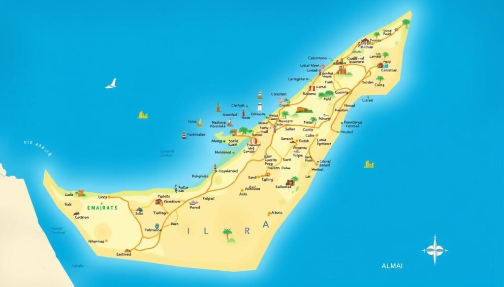 صورة لخريطة الإمارات العربية المتحدة